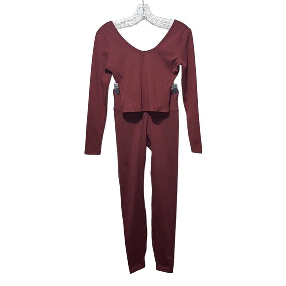 Gilly Hicks Go Recharge Long Sleeve V Neck Rust Top & Leggings Women's Size S - Picture 1 of 8